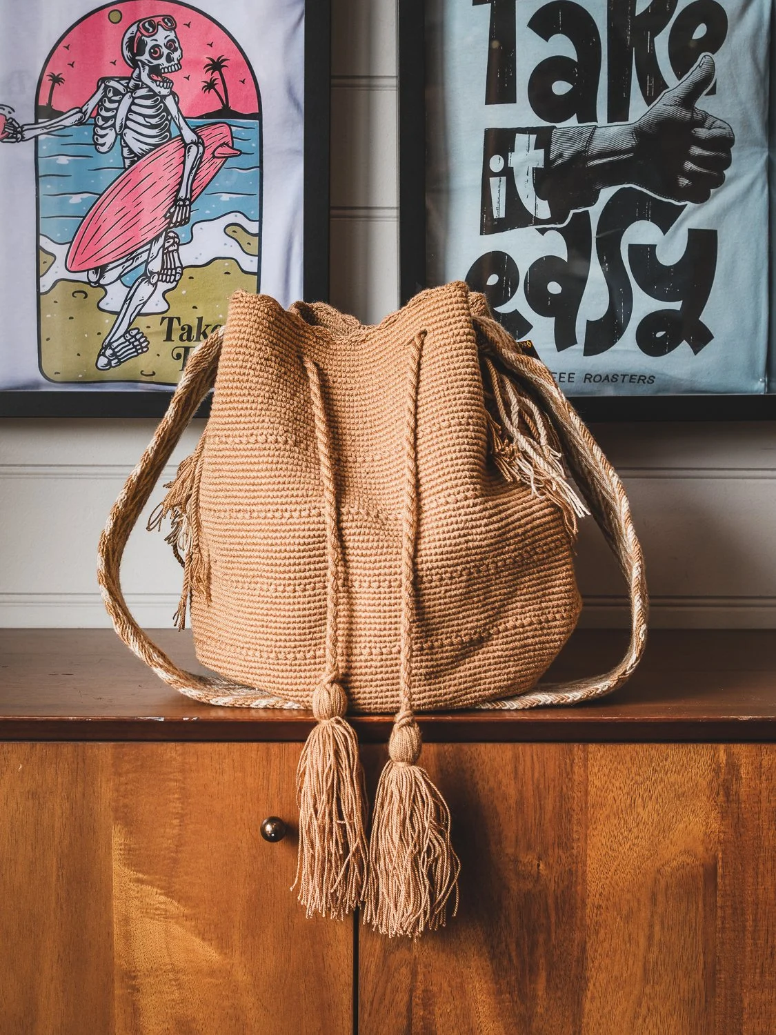 Authentic Colombian Wayuu Bag - Light Brown